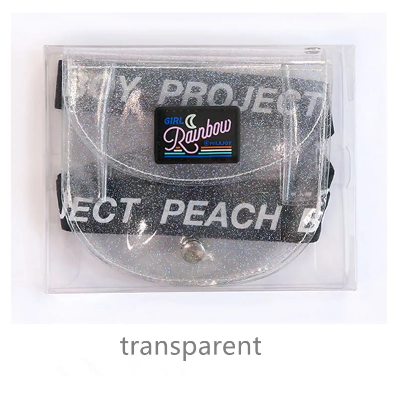 transparent Bentoy прозрачный ID& кредитный держатель для карт, кошельки, сумочка с блестками, женский кошелек, мини-сумочка для монет, складной висящий на шее, INS, корейский стиль - Цвет: transparent