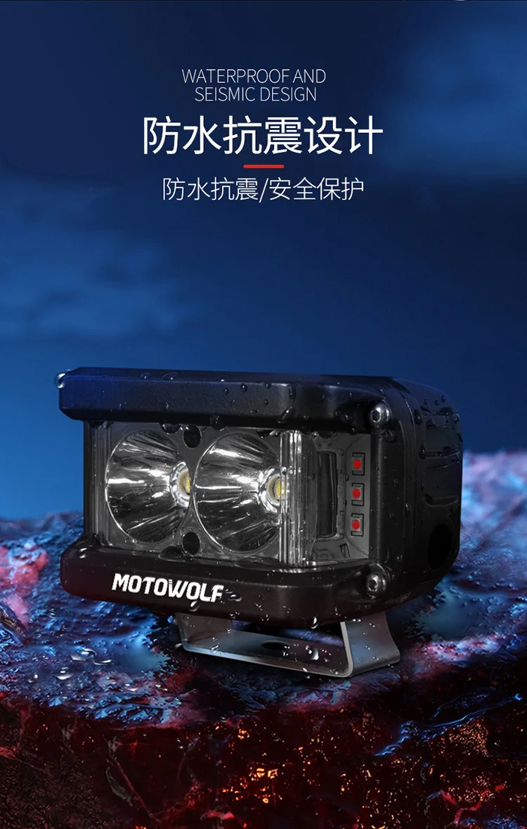 MOTOWOLF 12 v-72 v 25W Светодиодный точечный светильник мотоцикла ATV Лодка внедорожных Водонепроницаемый головной светильник с выключателем и кронштейн для Honda Yamaha