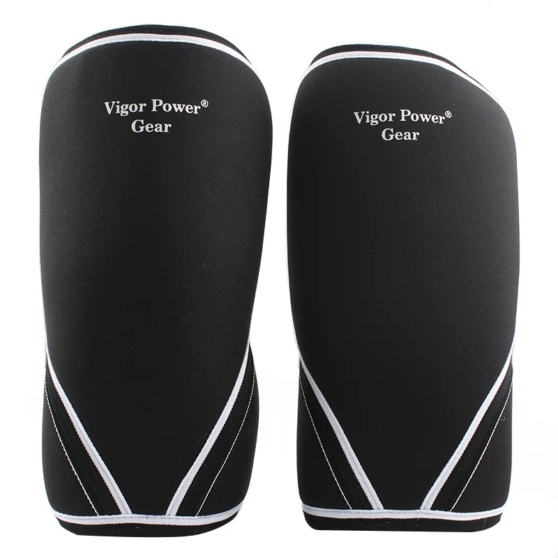 Черный Vigor power gear высокое качество Тяговая атлетика наколенники неопреновые наколенники Поддержка Силовых Видов Спорта для занятий тяжелой атлетикой - Цвет: Черный