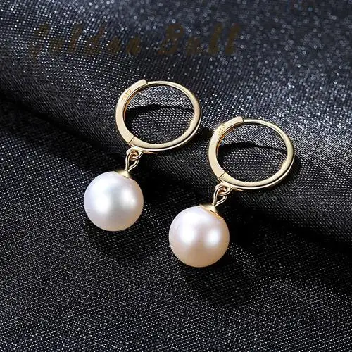 18K Gold Earings Aretes Earing Brincos 6.5-7mm Natural Bead Pure Earrings Ear Hook Korean Female Ol Dance Aesthetic Wedding | Украшения и