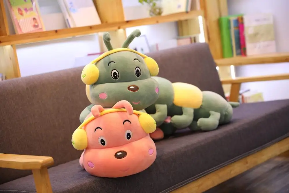 

45/65/80cm can love headphones caterpillar plush stuffed animal plush toys baby plush toys birthday gifts home decoration