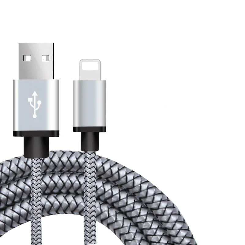 Usb-кабель для зарядки и передачи данных для iPhone 6 S 6 S 5 5S SE 5SE 7 8 Plus X XR XS Max iPad, короткий длинный провод для быстрой зарядки 1 м 2 м 3 м - Цвет: Серебристый