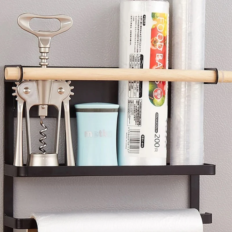 Magnetic creative refrigerator rack side wall spatula kitchen storage shelf Tissue paper Holders Free of nail | Дом и сад