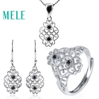 mele natural black spinel 925 sterling silver jewelry sets for womenfashion classic style wtih 1 8mm gemstone new