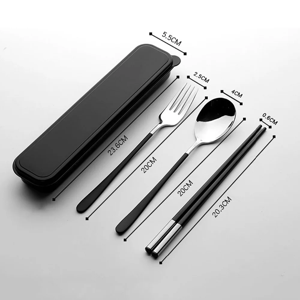 Столовый набор из нержавеющей стали 304 портативная посуда с коробкой ложка вилка