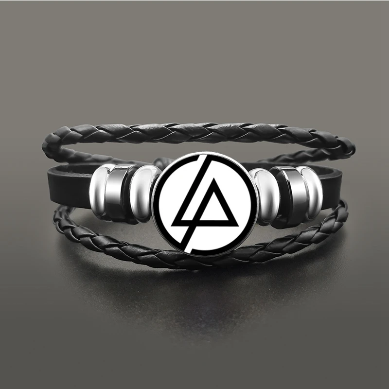 18 Хип-Хоп рок Linkin Park кожаный браслет со стеклянным куполом кабошон браслеты с кнопками браслет панк для мужчин и женщин ювелирные изделия - Окраска металла: 18
