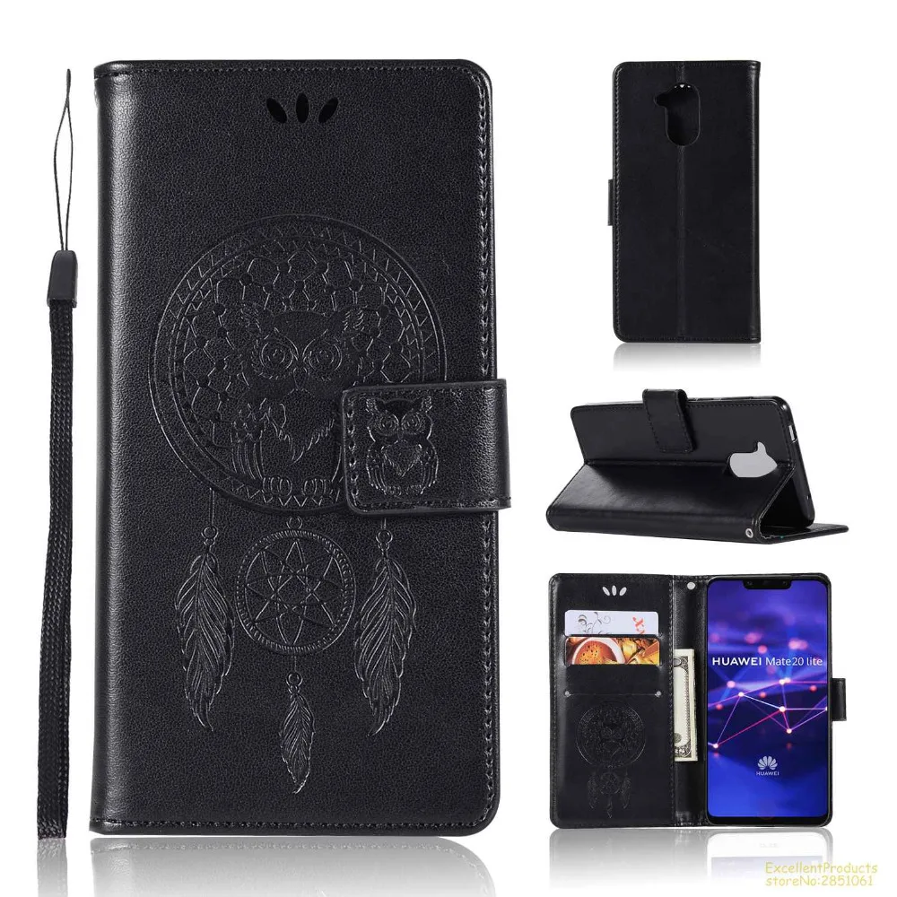 Vintage Retro owl Pattern Flip Stand PU Leather Cell Phone Wallet Case Cover for Huawei Mate 20 Lite Pro phone cases | Мобильные
