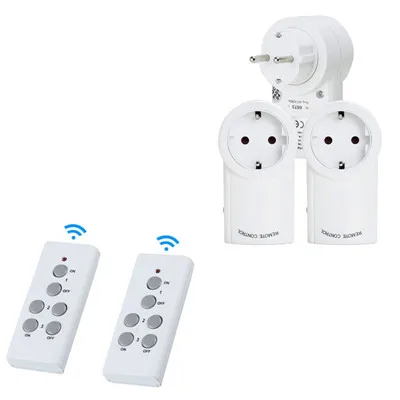 2remote and 3 socket Универсальная штепсельная вилка европейского стандарта, Беспроводная розетка 433.92hhz, Радиочастотный пульт дистанционного управления, умная розетка, совместимая с Broadlink RM pro - Цвет: 2remote and 3 socket