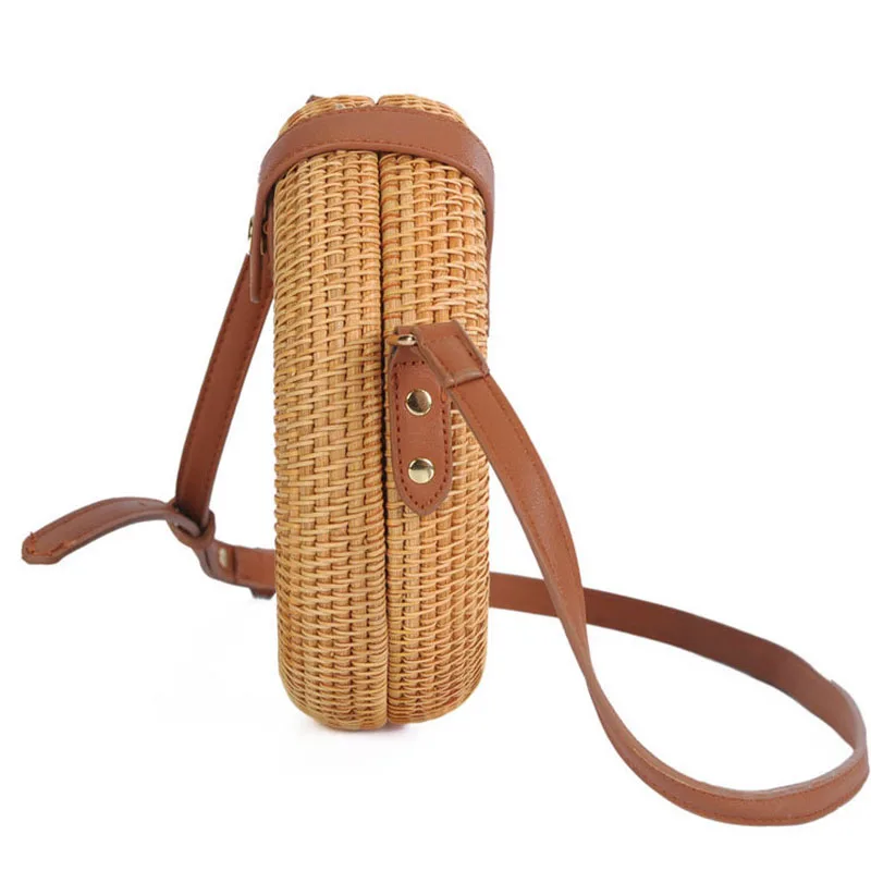 2018 круглая Соломенная женская сумка летняя из ротанга ручная пляжная мессенджер