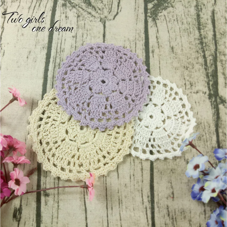 Ручной работы крючком coaster Салфетка Цветок лоток Pad украшения съемки реквизит