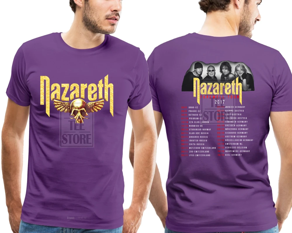 Фиолетовый Новинка Nazareth forewell Tour Футболка мужская Черная Размер S до 4Xl - Цвет: Фиолетовый
