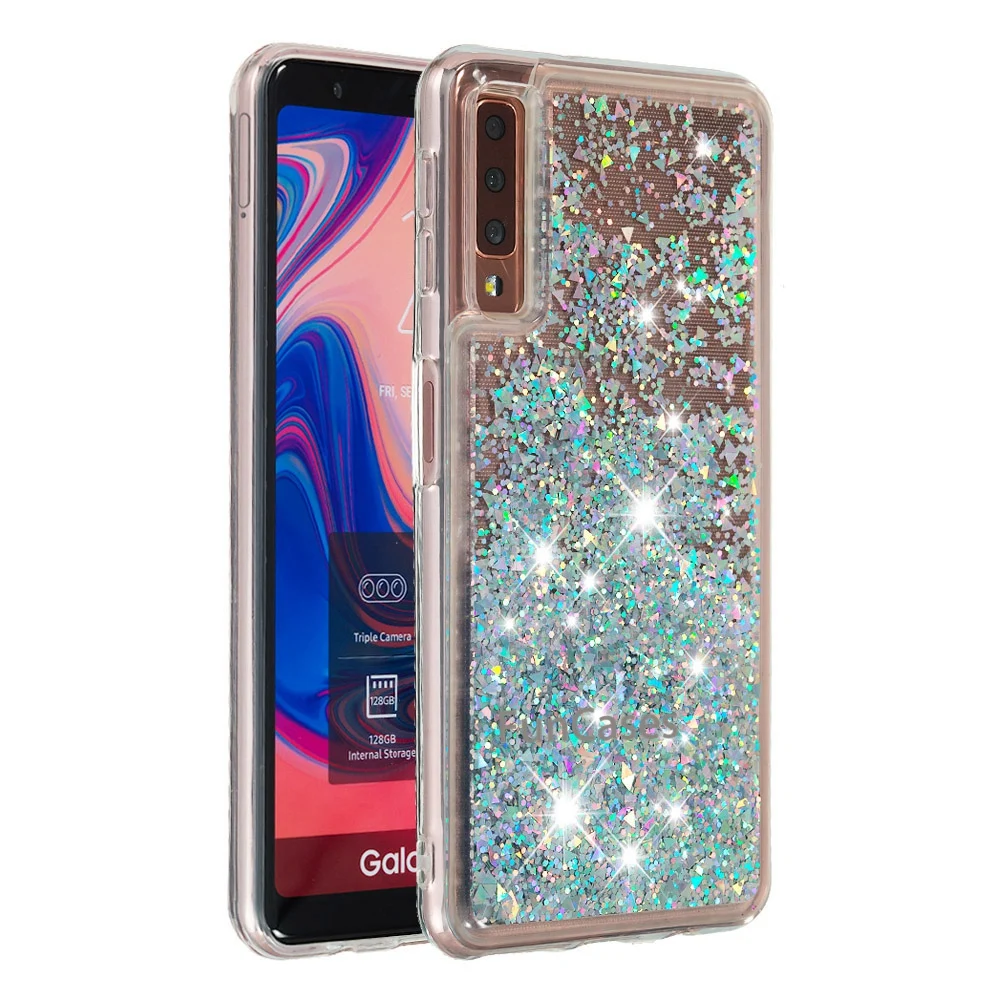 Динамическая жидкость чехол для samsung Galaxy A7 2018 накладка из мягкого силикона на