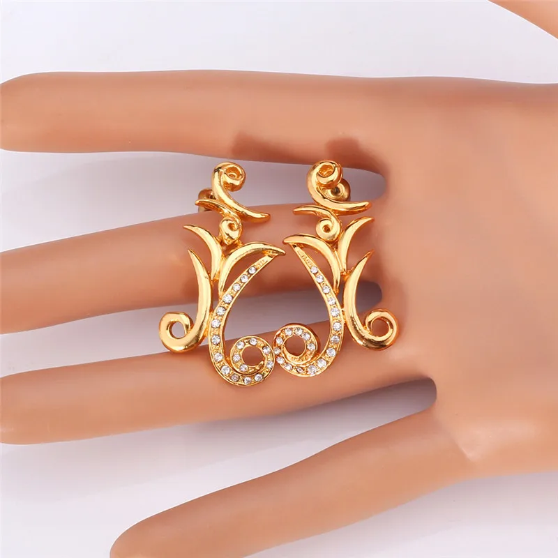 Уникальный дизайн элегантный комплект ювелирных изделий золотого цвета кулон