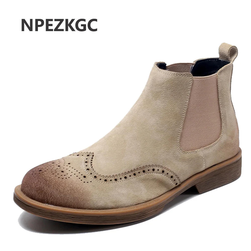 NPEZKGC/мужские ботинки Новинка 2018 года зимние мужские Челси кожаные ботильоны
