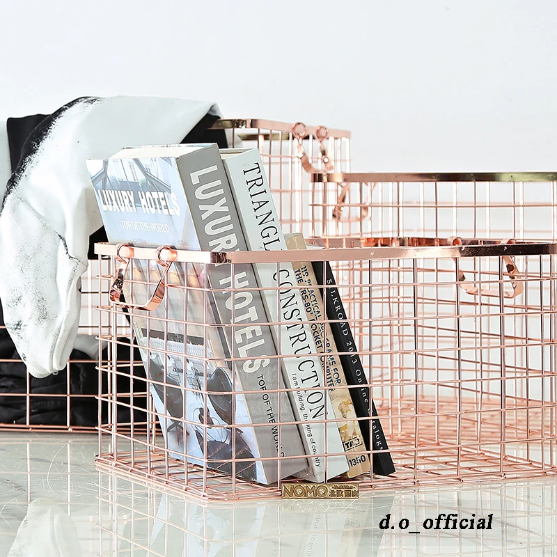 Размеры S скандинавские корзины для хранения из розового золота металлическая