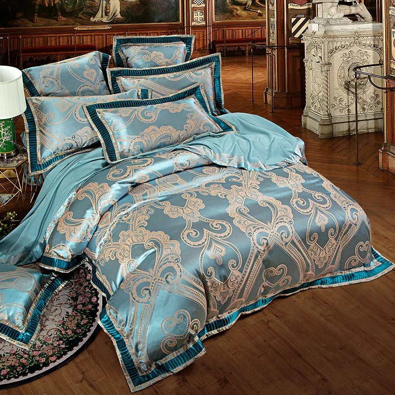 Белое жаккардовое постельное белье Housse de couette 4/6 шт. комплекты постельного белья