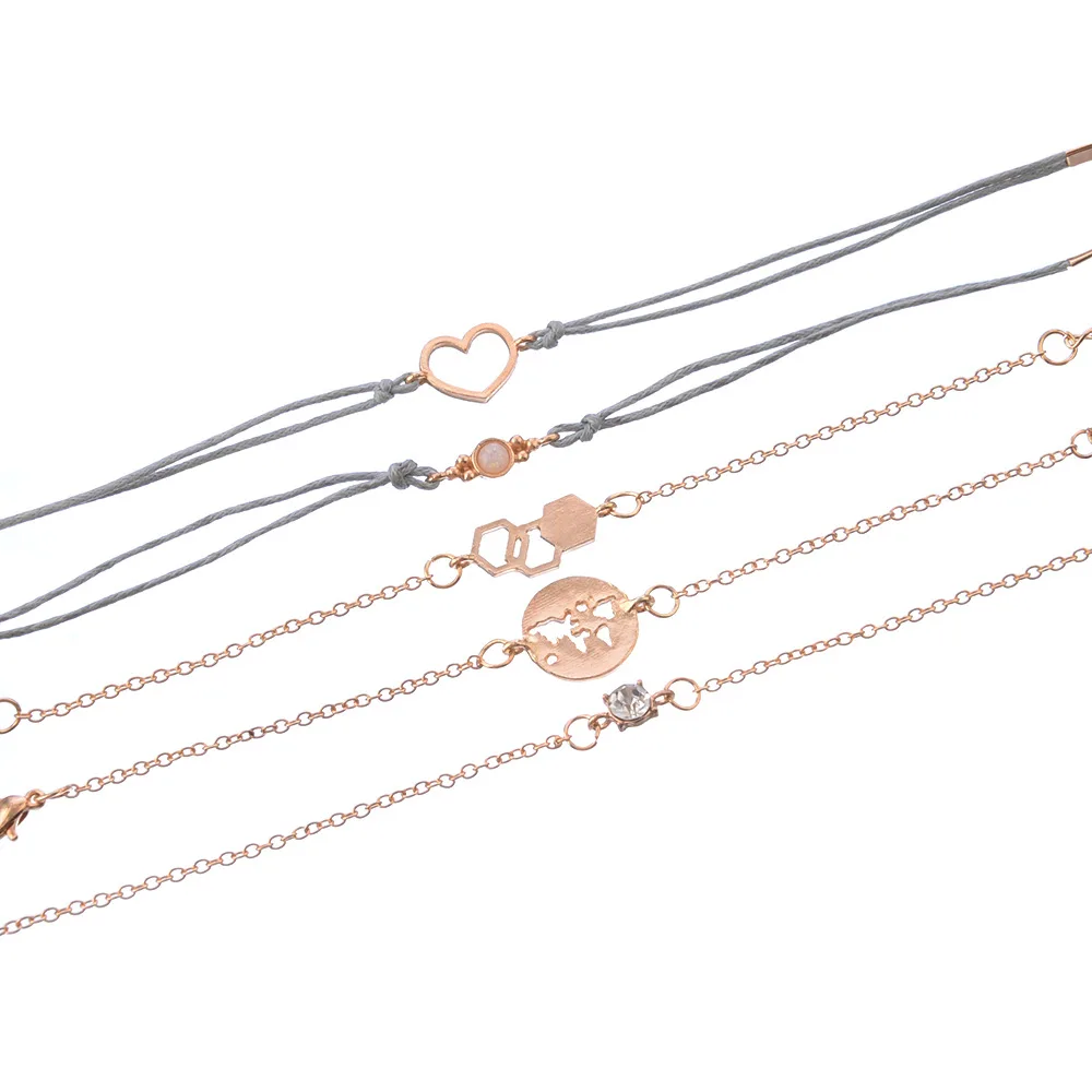 5 шт./компл. Набор браслетов с подвесками в богемном стиле шестигранным кристаллом для женщин 2019|Браслеты| |