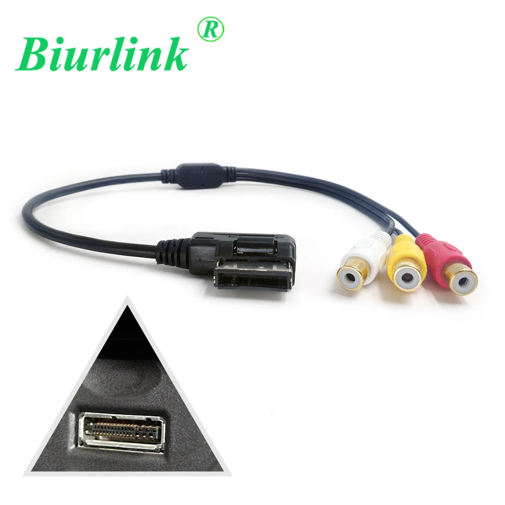 Biurlink медиа в музыкальном интерфейсе AMI к 3RCA DVD видео аудио вход AUX кабель адаптер
