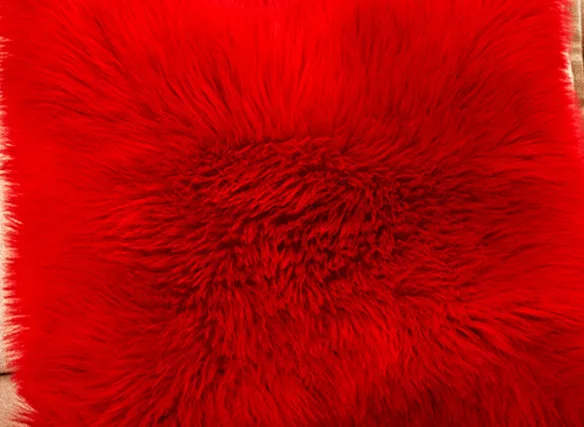red RFWCAK Rectangle Artificial Soft Sheepskin Hairy Mat Carpets For Living Room Bedroom Rug Seat Chair Cushion Home Decor Tapete - Цвет: red