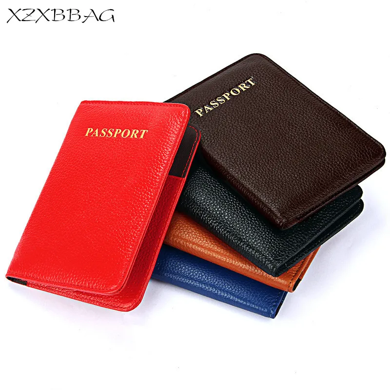 

XZXBBAG Men Women Genuine Cowhide Passport Bag Travel Business Card & ID Holders Protector Soft Passport Cover Unisex Card Case