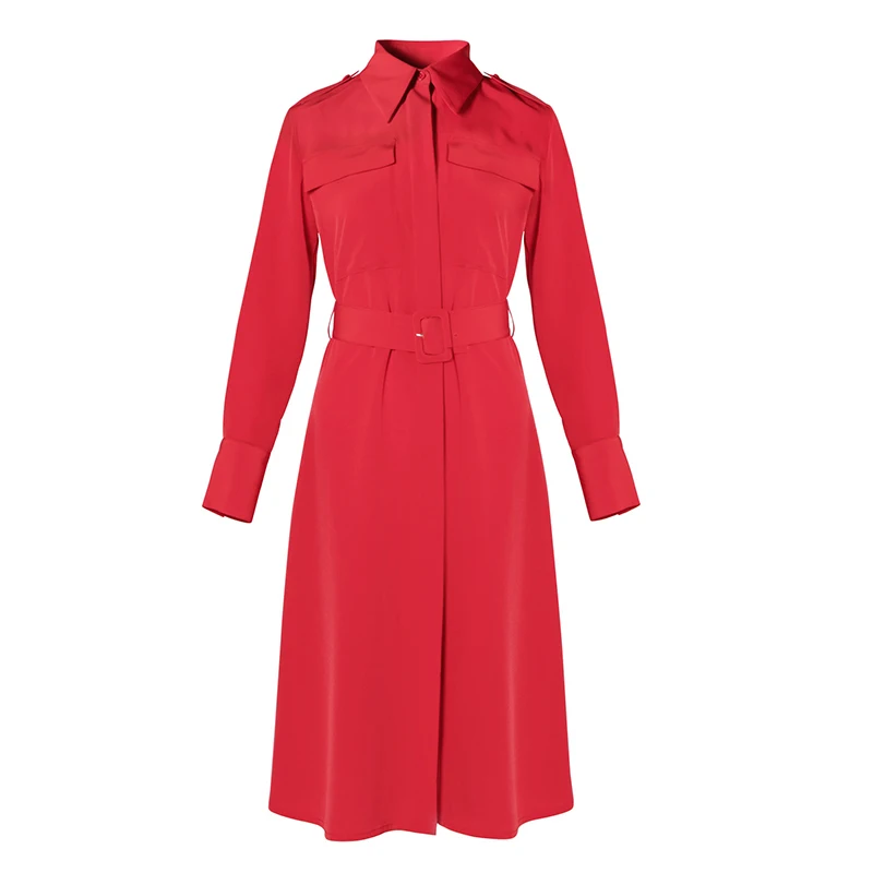 

Spring Summer dress 2019 new korean women fashion red midi dresses Slim high waist wild tops femme dress women dress clothes