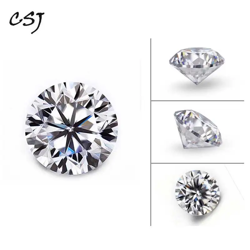 CSJ круглые бриллиантовые огранки Moissanite 0 5 карат мм D Цвет свободные драгоценные