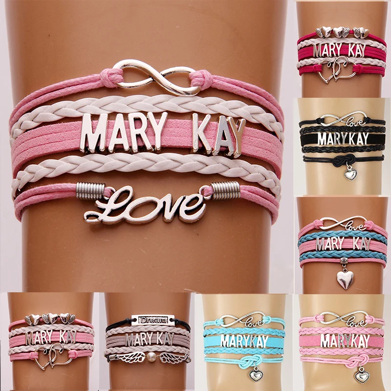 (10 шт./лот) Infinity Love MARY KAY Подвеска для браслета в форме сердца кожаные браслеты с