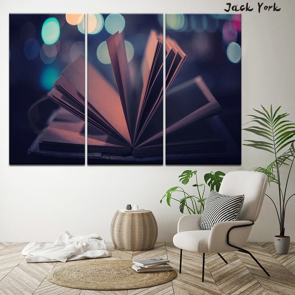 Картина на холсте красивая картина в виде книги 3 шт. настенная модульные обои