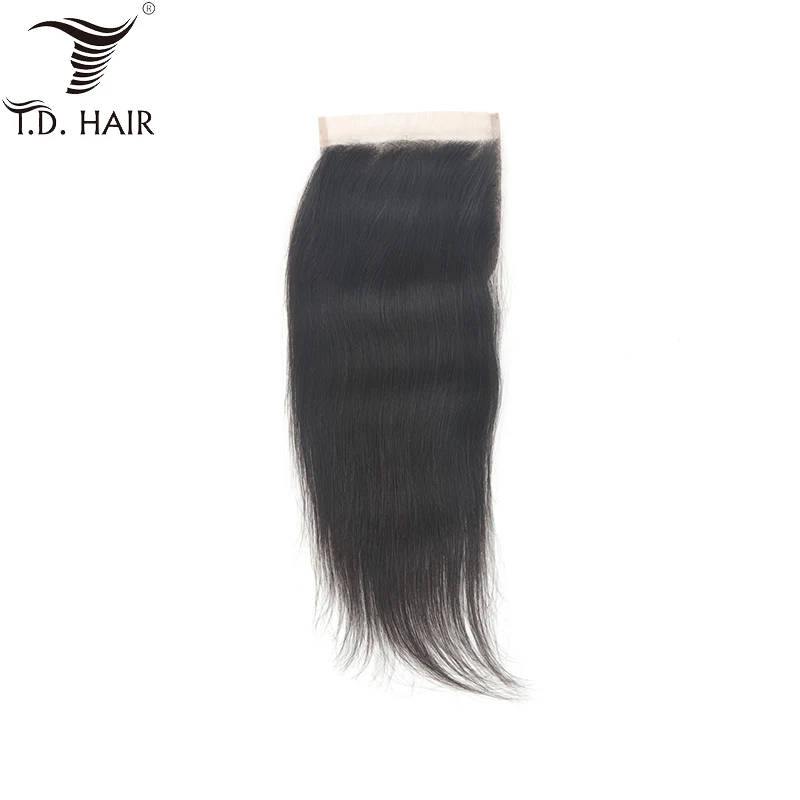 Tdhair перуанские свободные части 5х5 прямое закрытие шнурка для черных женщин 8 20