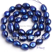 high quality 8 9mm deep blue natural freshwater cultured pearl freeform shape loose beads strand 14 w188