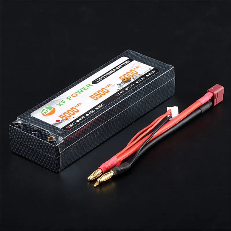 High Quality Reachargeable Lipo Battery XF Power 7.4V 5000mAh 2S 30C T Plug Hardcase Pack Unconnected For RC Model | Игрушки и хобби
