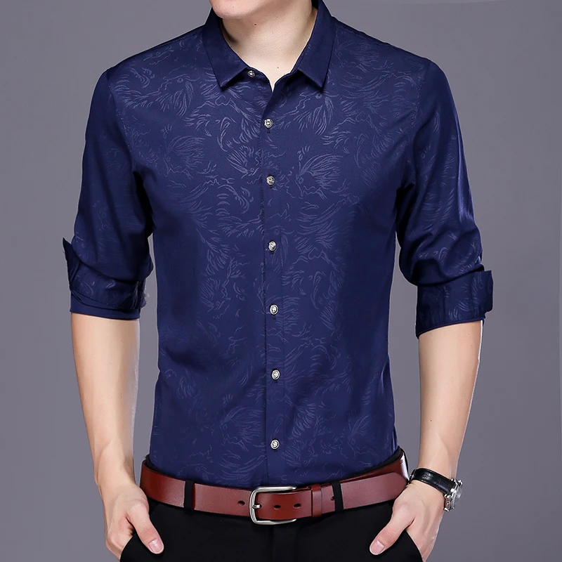 Men Long Sleeve Dress Shirt 2018 Brand New Casual Fashion Designer High Quality Male Clothing Fit Business Shirts 4XL | Мужская одежда