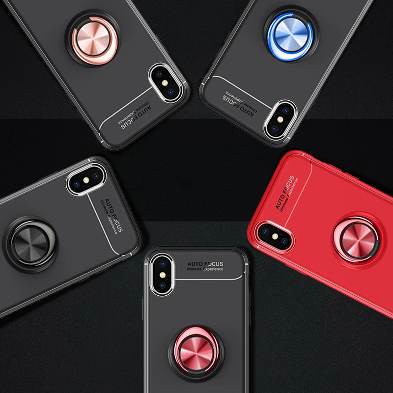 360 магнитных металлических палец кольцо телефонные чехлы для iPhone XS Max XR Мягкий ТПУ