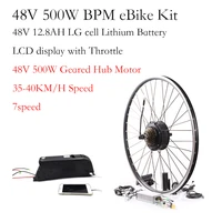 rear motor bpm 48v 500w electric bike conversion kit 48v 12 8ah lithium battery 60 80km distance