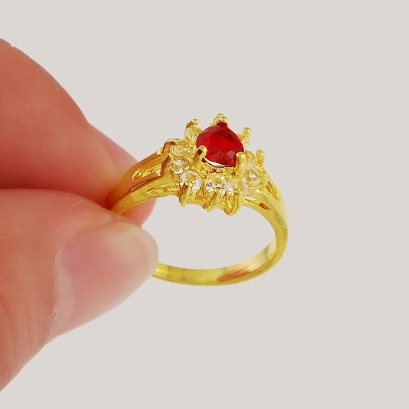 Женское свадебное кольцо с цветком роскошное из чистого золота 24 к золотым