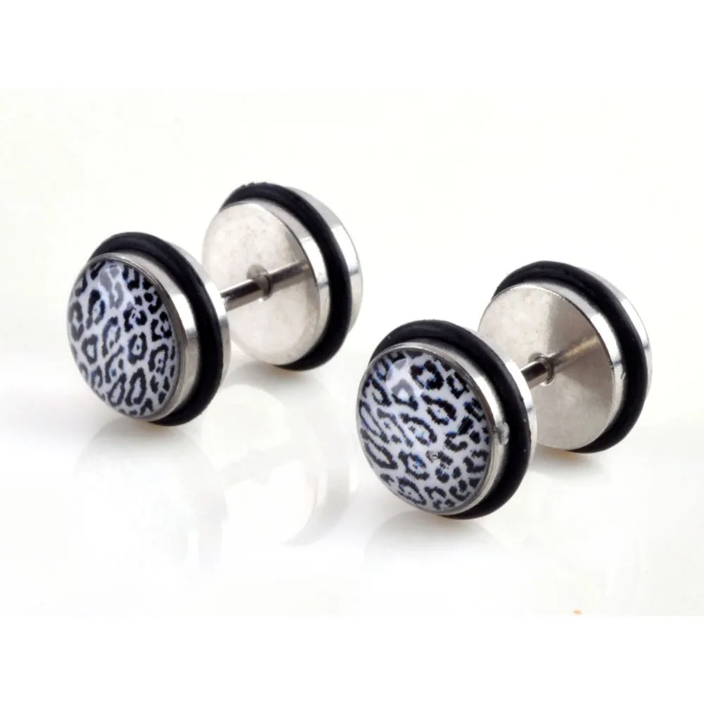 2 шт. Нержавеющая сталь смолы поддельные Plug туннель Пронзительный Серьги Панк