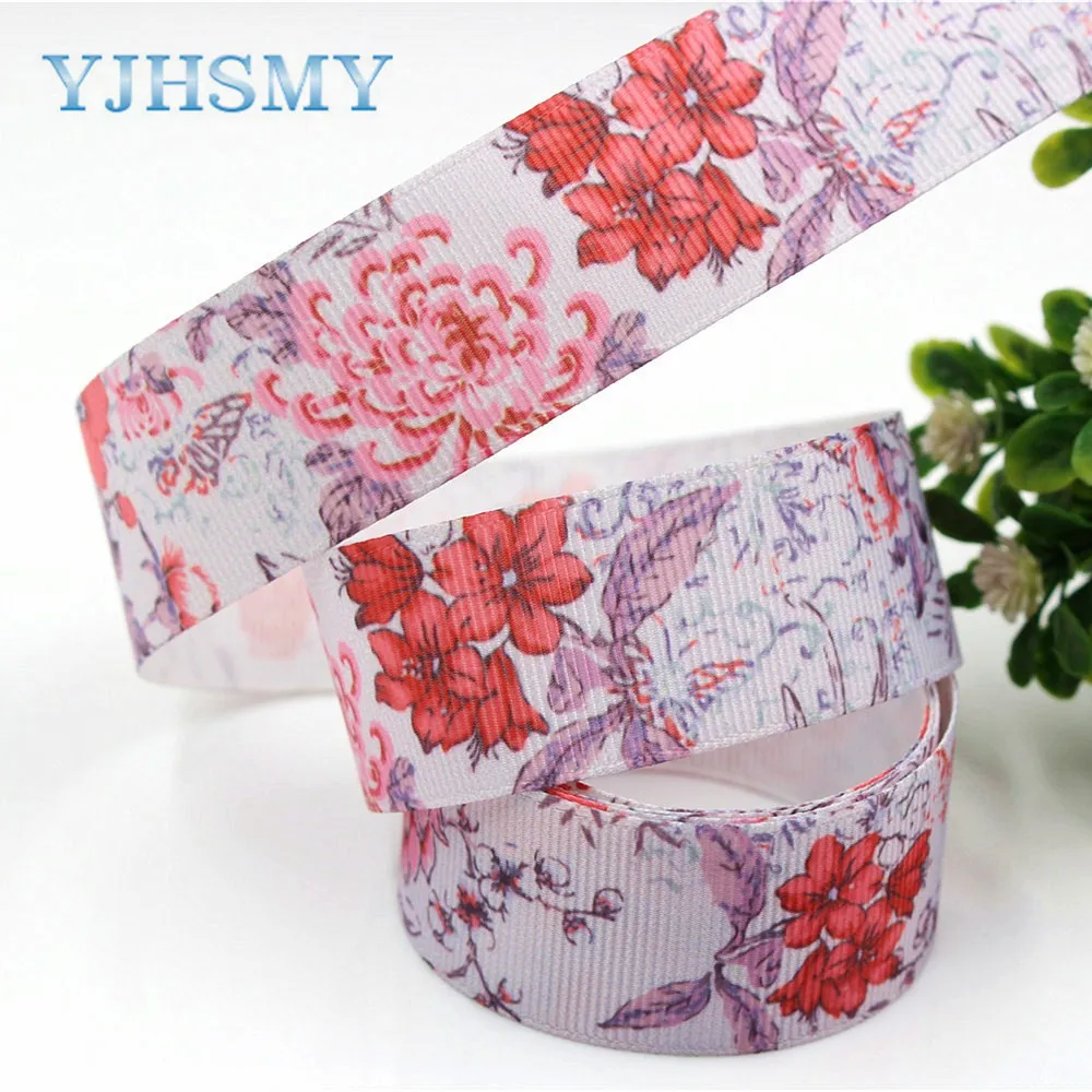YJHSMY D 171208 399 10 ярдов 25 мм цветы напечатаны grosgrain ленты DIY ручной работы аксессуары