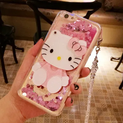 3D move для iphone Xs/xsmax чехол милый bling love liquid 8 7 6 6s plus розовый корпус/висячий шейный