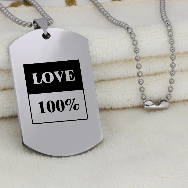 

Ufine lover gift jewelry square love 100% pendant army card stainless steel custom necklace N4564