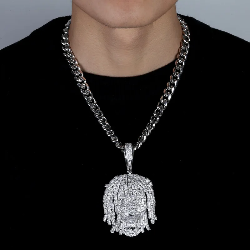 Ожерелье с подвеской Iced Out, Новое поступление, кубический цирконий ААА, большой размер, мужское ожерелье, модные ювелирные изделия в стиле хип-хоп