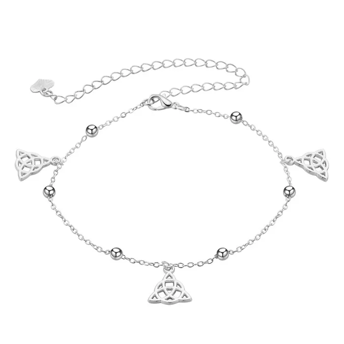 triangle QIMING, сексуальный браслет на лодыжку, цепочка на ногу, Pulsera Tobillo, для женщин, Halhal, золото, серебро, этнические бусины, очаровательные ювелирные изделия для ног - Окраска металла: triangle