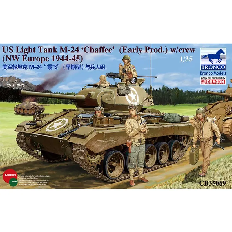 BRONCO CB35069 1/35 US Light Tank M24 &quotChaffee&quot (Early Prod.) w/ Crew - Scale Model Kit | Building Kits