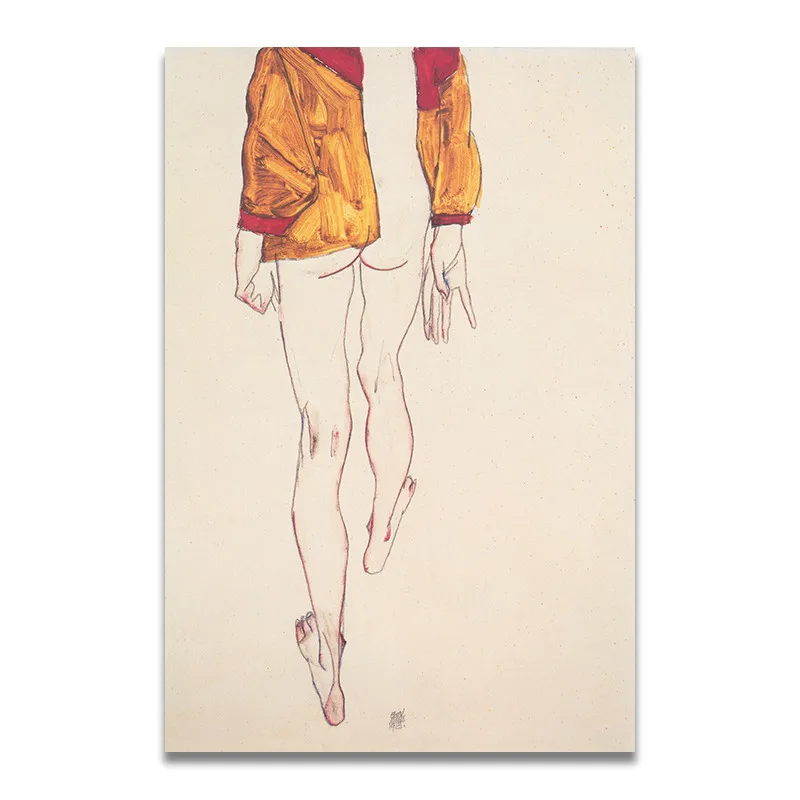 F Egon Schiele тело цвет деление эскиз фигуры холст искусство печать живопись плакат, настенные картины для гостиной, домашний декор - Цвет: F