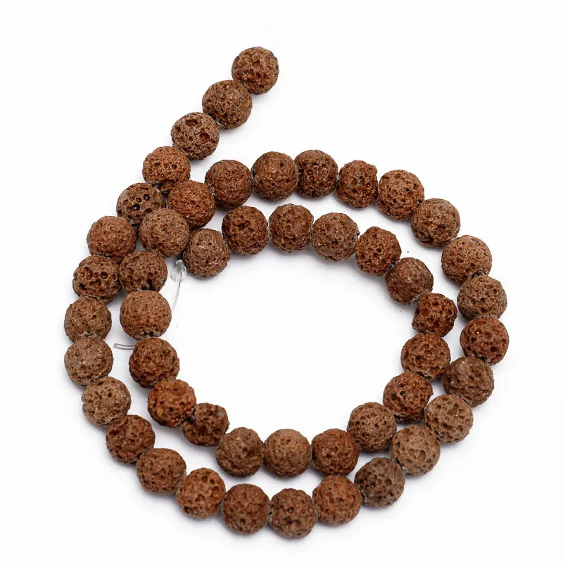 6-16 мм натуральные круглые коричневые бусинки из лавы и камня для изготовления