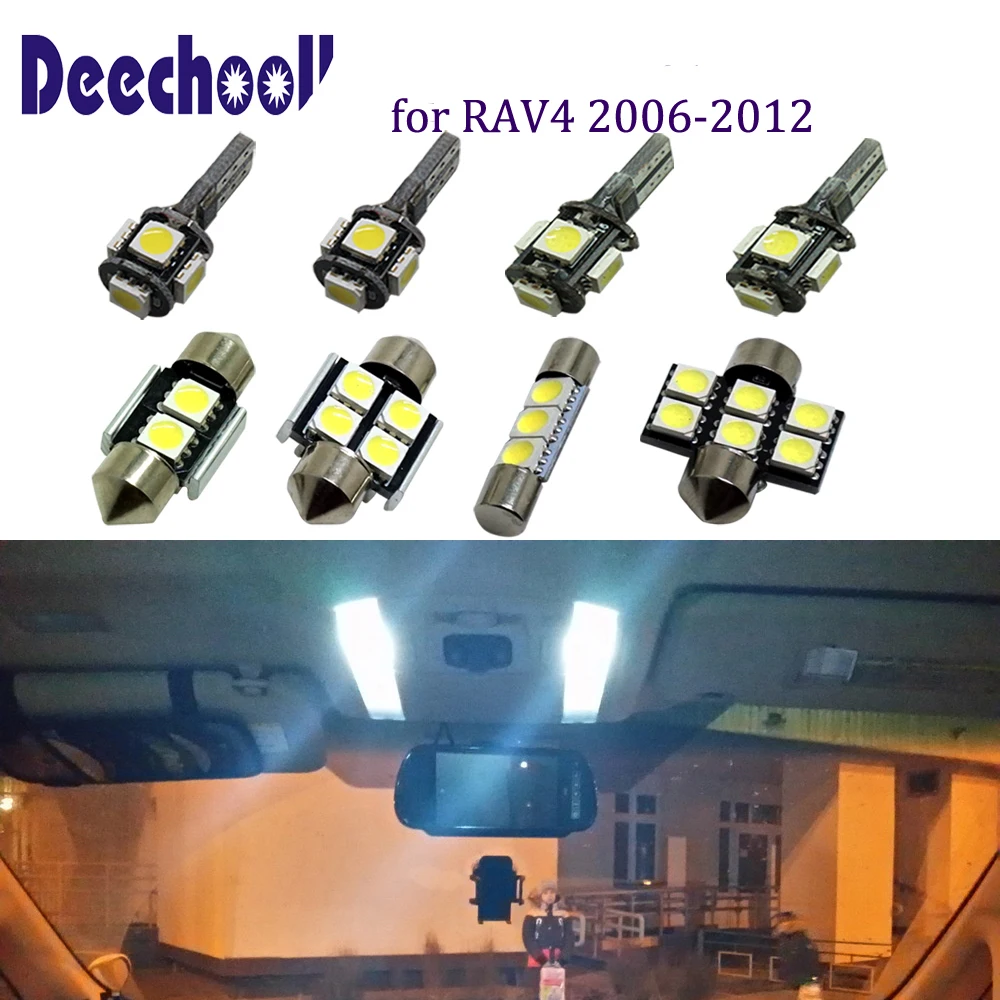 Deechooll 8 шт. Автомобильный светодиодный светильник s для Toyota RAV4 06-12 белый Canbus