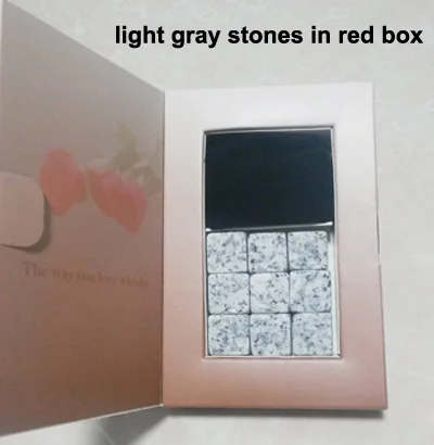 light gray in red Drixon 6 цветов рождественский подарок камни для виски в элегантный подарочный коробке виски вино камень Виски рок кубик льда Свадебные украшения - Цвет: light gray in red