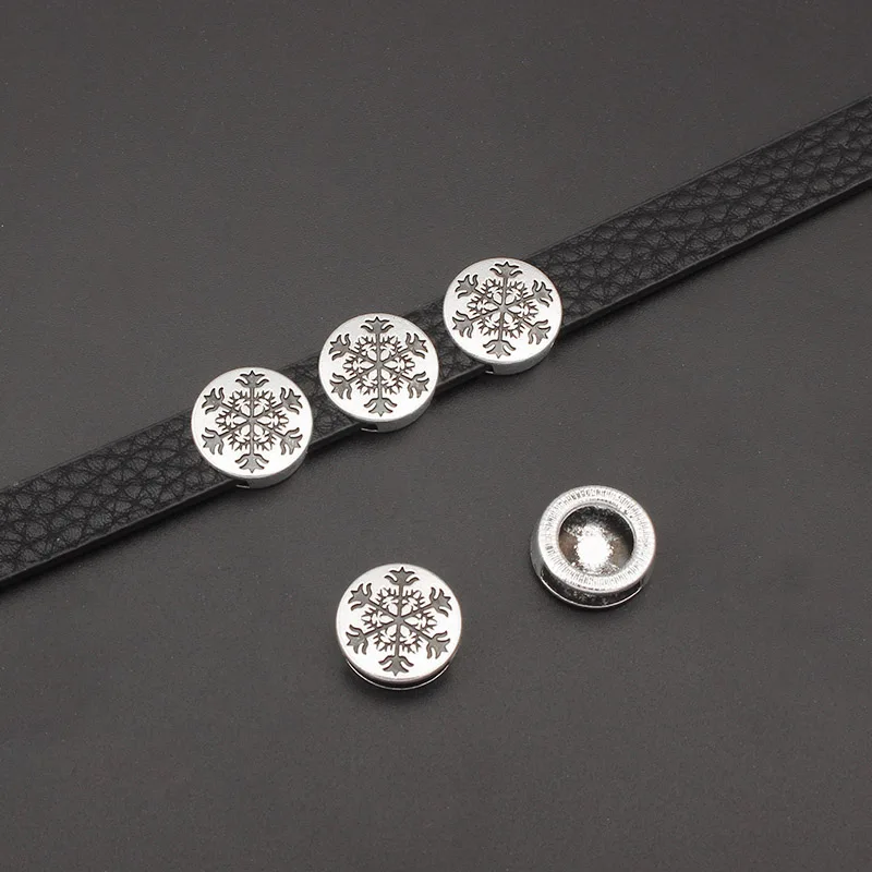 10 шт коричневый/серебряный цвет снег цветок резные круглые слайды разделители