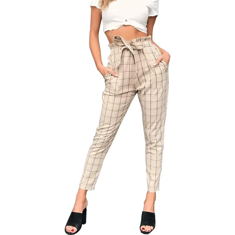 

Fashion Pants Women European and American women's new high waist paper bag belt feet casual pants femme streetwear