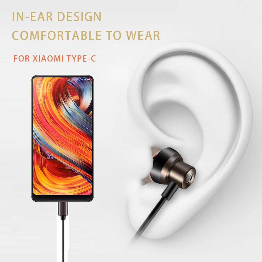 LOPPO тип-c наушники-вкладыши проводные стерео спортивные наушники для xiaomi M6 MiX 2S 8 SE