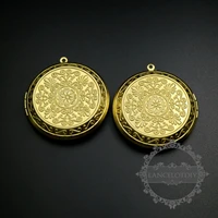 Raw Brass 45 мм большой круглый Винтажный стиль старинные серебряные, бронзовые, сырой цветок из латуни Выгравированный кулон с фото Шарм DIY поставки 1111065 - Окраска металла: Raw Brass